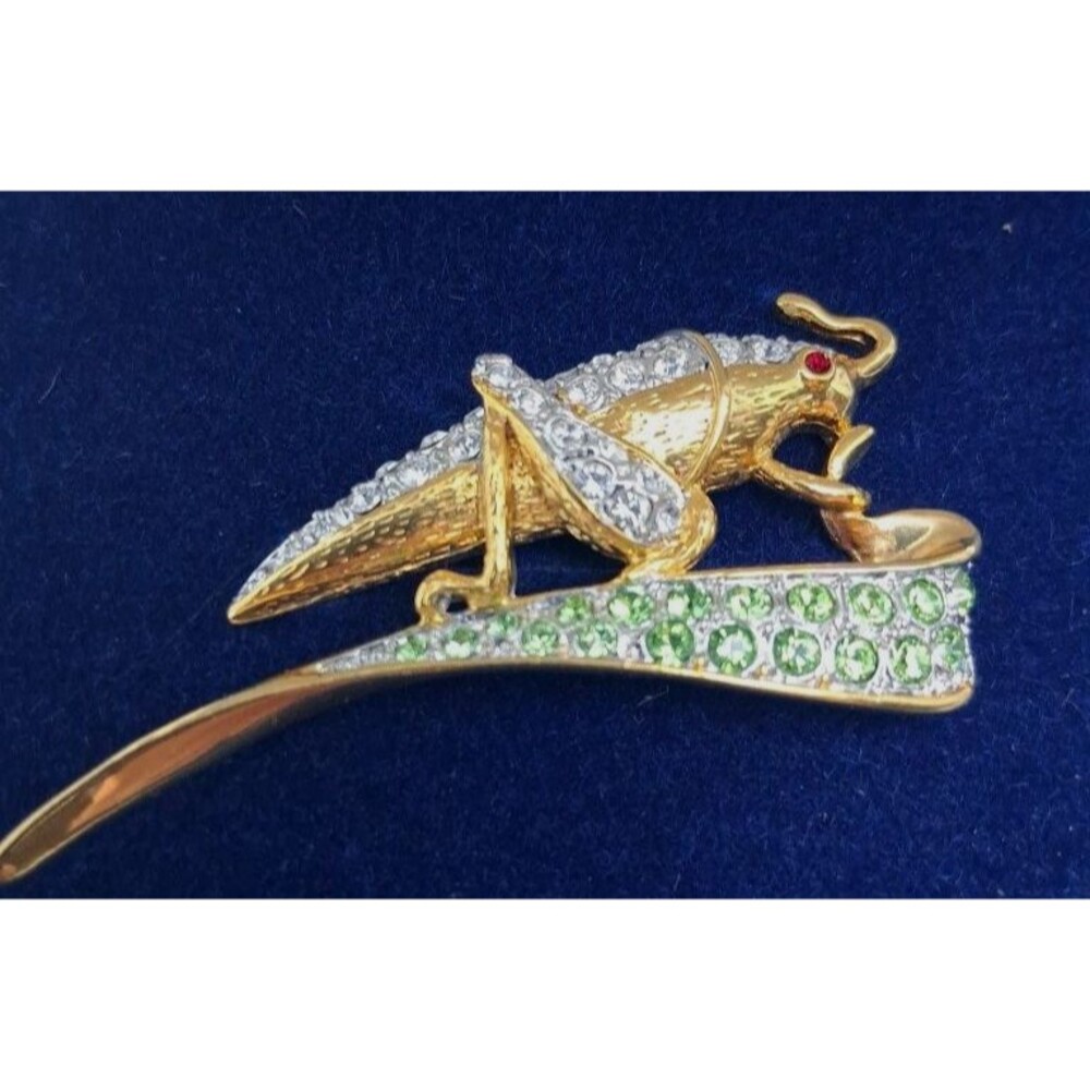 Camrose & Kross JBK Jackie Kennedy Crystal Grasshopper Pin Brooch Cert Box